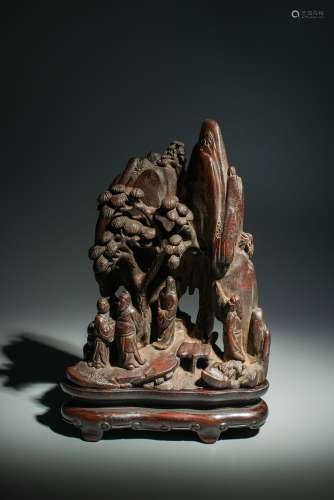 Chinese Qing Dynasty Agarwood Woodcarving Figure Shanzi