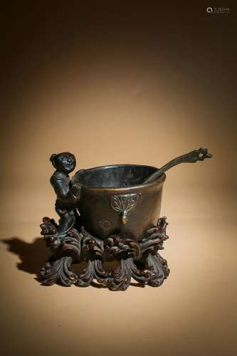 Chinese Qing Dynasty Bronze Brush Washer