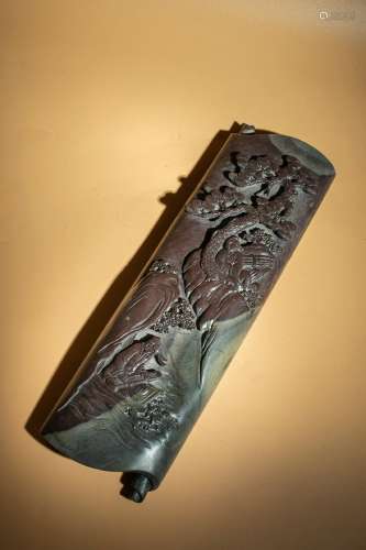 Chinese Qing Dynasty Qiyang Stone Arms Holder