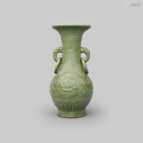A longquan celadon-glazed moulded 'scrolling lotus' vase