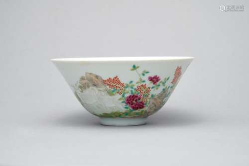 A famille-rose enamelled 'three rams' bowl