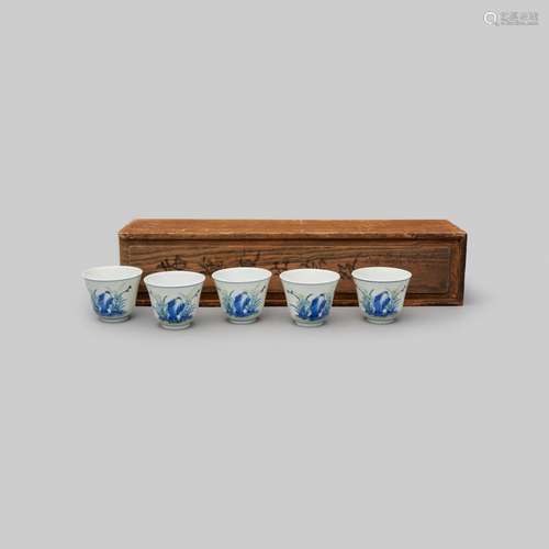 Five doucai 'narcissus' wine cups