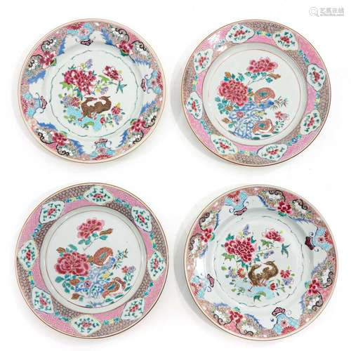 A Collection of 4 Famille Rose Plates