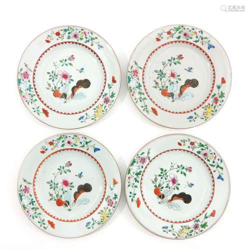 A Series of 4 Famille Rose Plates