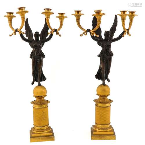 A Pair of Empire Period Candlesticks