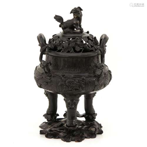 An Ornate Bronze Tripod Censer