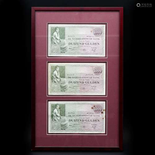 A Collection of Bank Notes in Frame