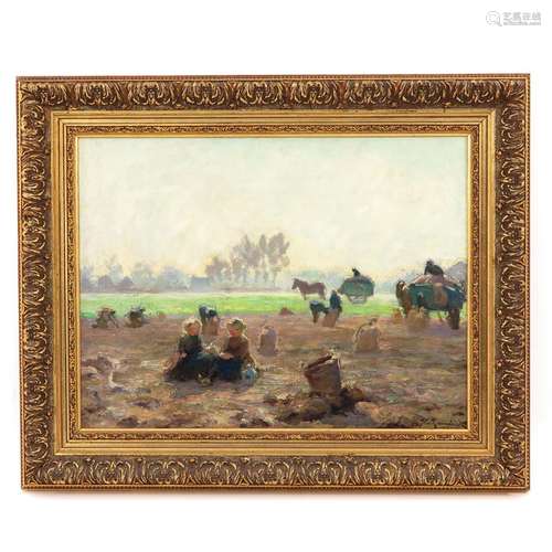 An Oil on Board Signed Georges van Raemdonck