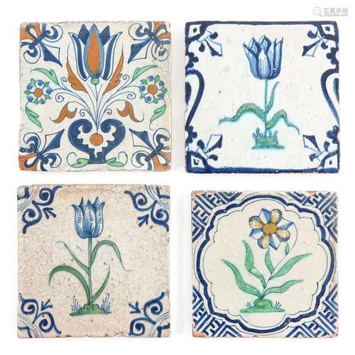 A Collection of 4 18th Century Tiles