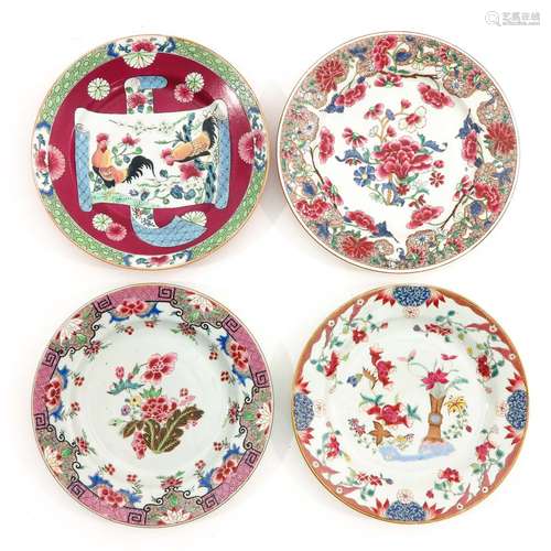 A Collection of 4 Famille Rose Plates