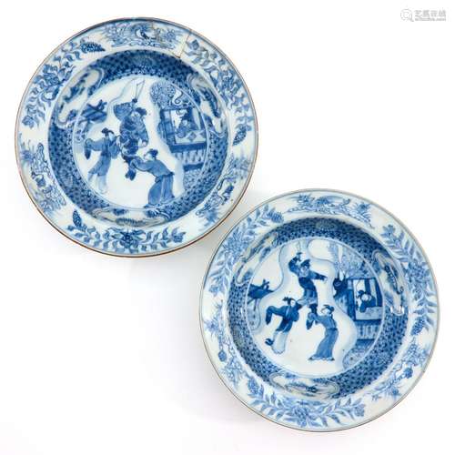 A Pair of Blue and White Plates