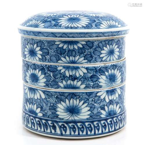 A Blue and White Stacking Food Container