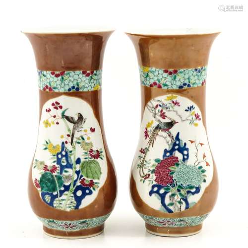 A Pair of Batavianware Vases