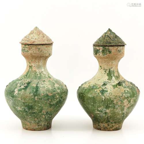 A Pair of Chinese Tomb Hu Vases