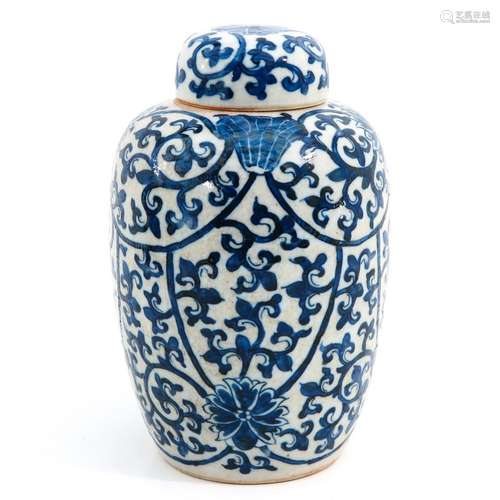 A Blue and White Vase with Cover