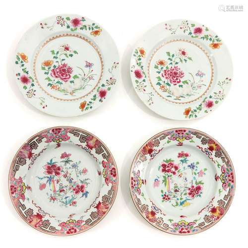 A Collection of 4 Famille Rose Plates