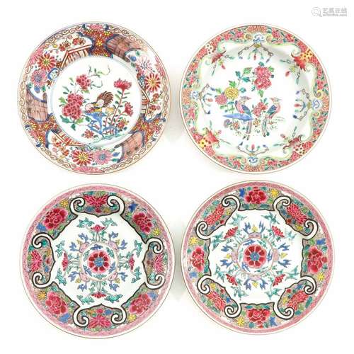 A Collection of 4 Famille Rose Plates