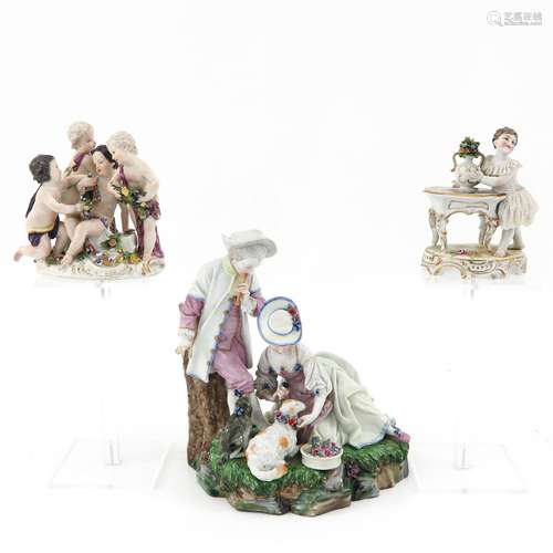 A Collection of 3 Porcelain Sculptures