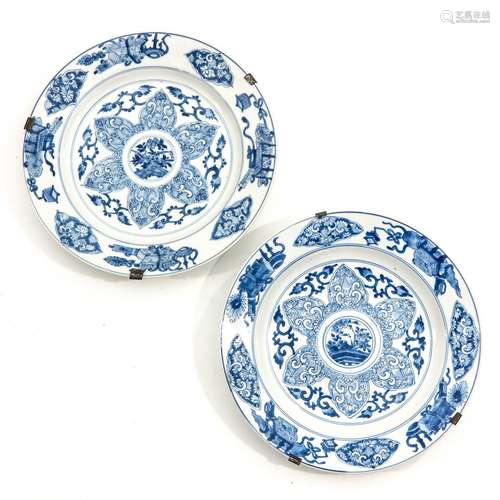 A Pair of Blue and White Plates