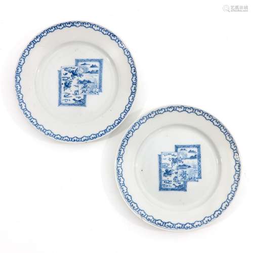 A Lot of 2 Blue and White Plates