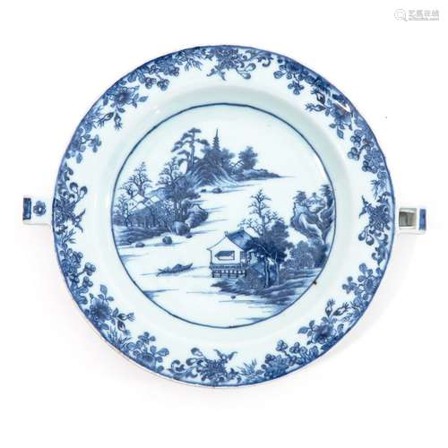 A blue and white plate