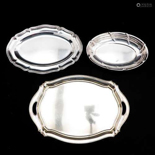 A Lot of 3 Silver Serving Trays