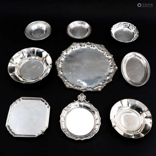 A Lot of 9 Silver Trays