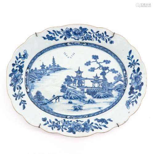 A Blue and White Serving Tray