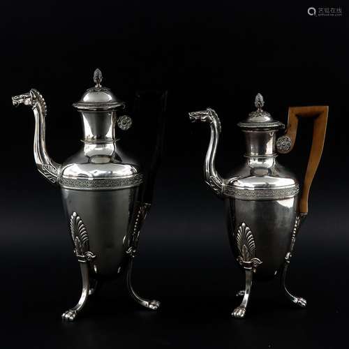 A Lot of 2 Silver Coffee Pots