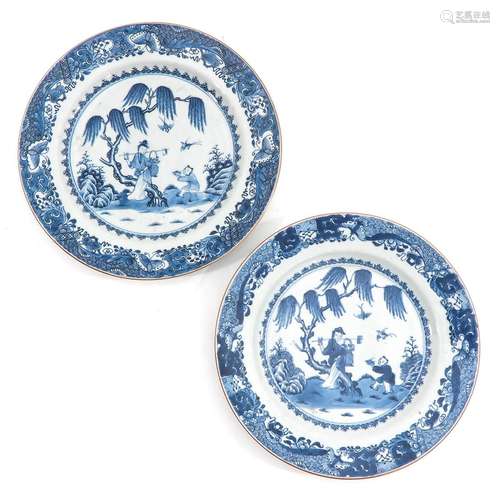 A Pair of Blue and White Plates