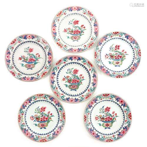 A Series of 6 Famille Rose Plates