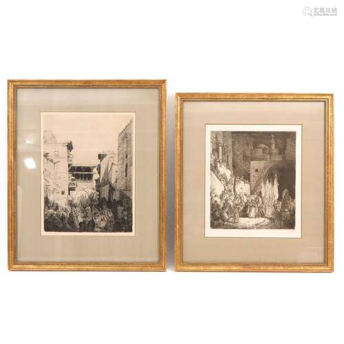 A Lot of 2 Etchings Signed Marius Bauer