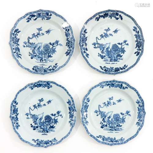 A Series of 4 Blue and White Plates