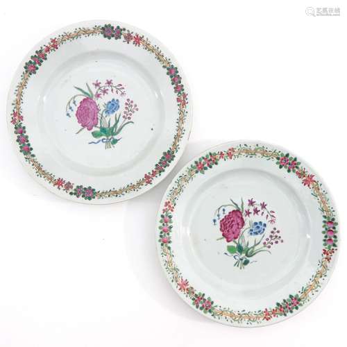 A Pair of Famille Rose Plates