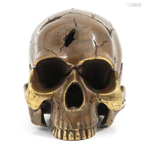 A 19th Century Bronze Sculpture of a Skull