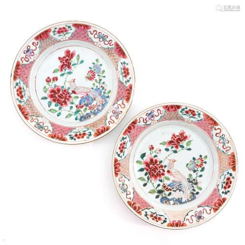 A Pair of Famille Rose Plates