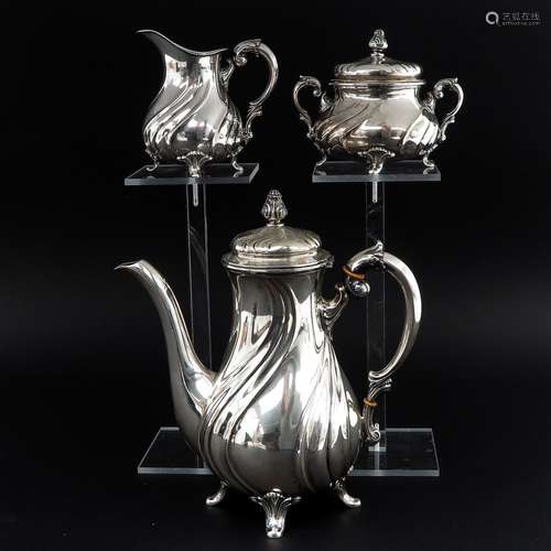 A Silver 3 Piece Coffee Service