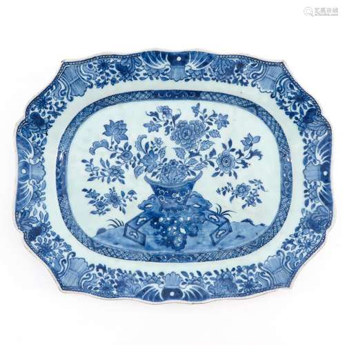 A Blue and White Serving Tray