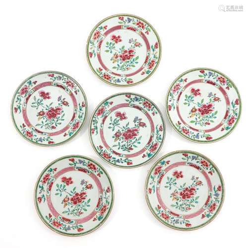 A Series of 6 Famille Rose Plates