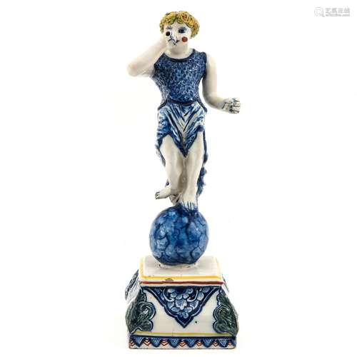 A Delft 18th Century Sculpture Depicting Horn Blower