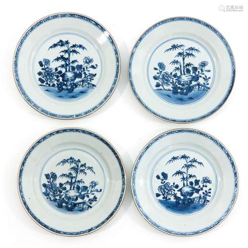 A Series of 4 Blue and White Plates