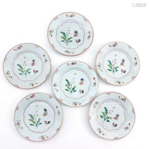 A Series of 6 Famille Rose Plates