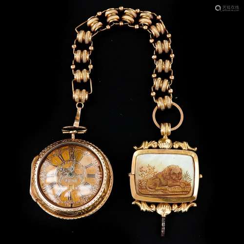 An 18th Century Pocket Watch with Chain and Key