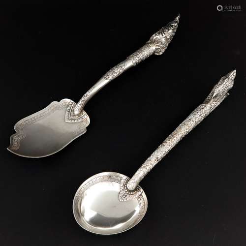 A Lot of 2 Djokja Silver Spoons