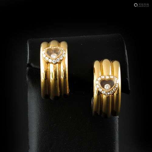 A Pair of Chopard Happy Diamond Earring