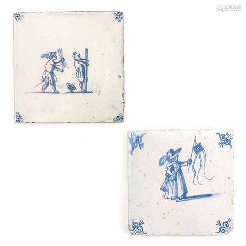 A Lot of 2 17th - 18th Century Dutch Tiles