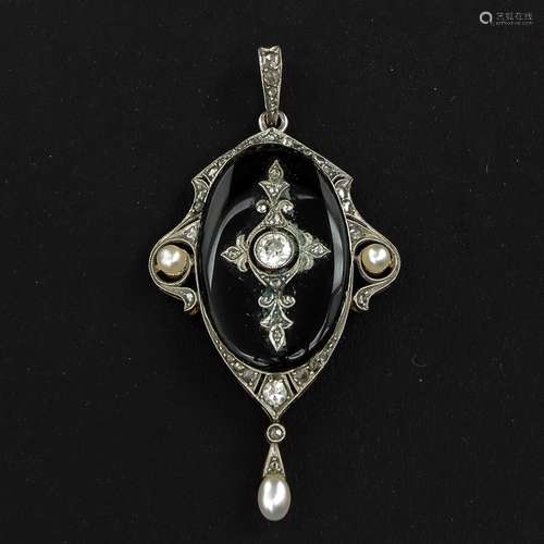 A Victorian Onyx and Diamond Pendant