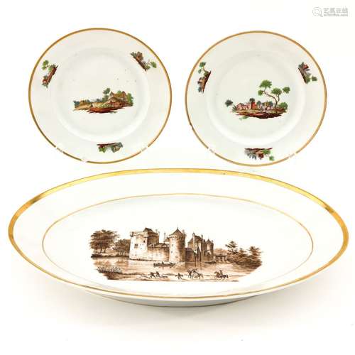 A Lot of 3 19th Century Serving Dishes