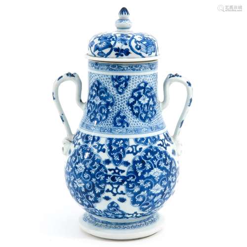 A Blue and White Pot with Cover