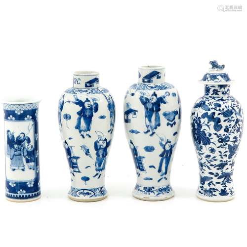 A Lot of 4 Blue and White Vases